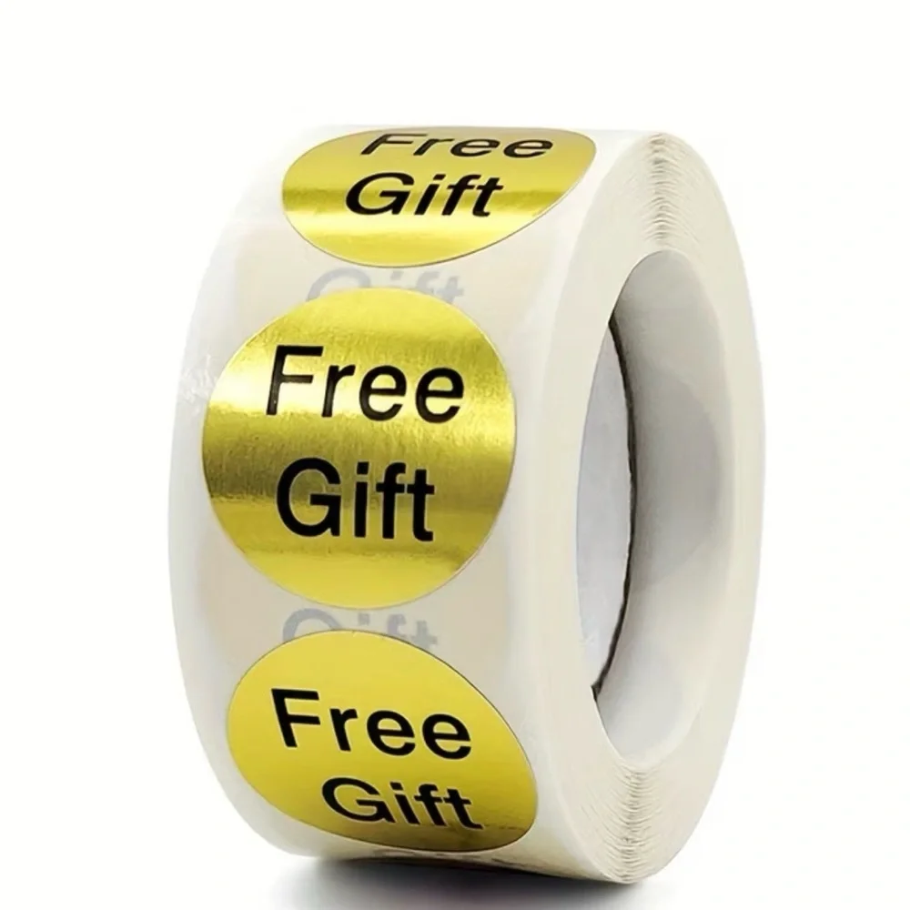 500 1 Inch Gold Free Gift Stickers Roll